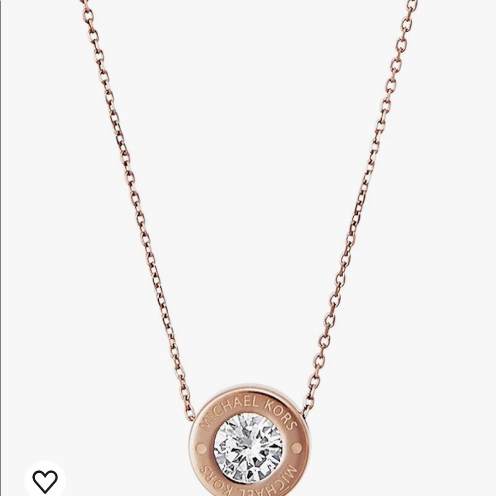 BNIB Michael Kors Stainless Steel Rose Gold-Tone necklace with Crystal Accents